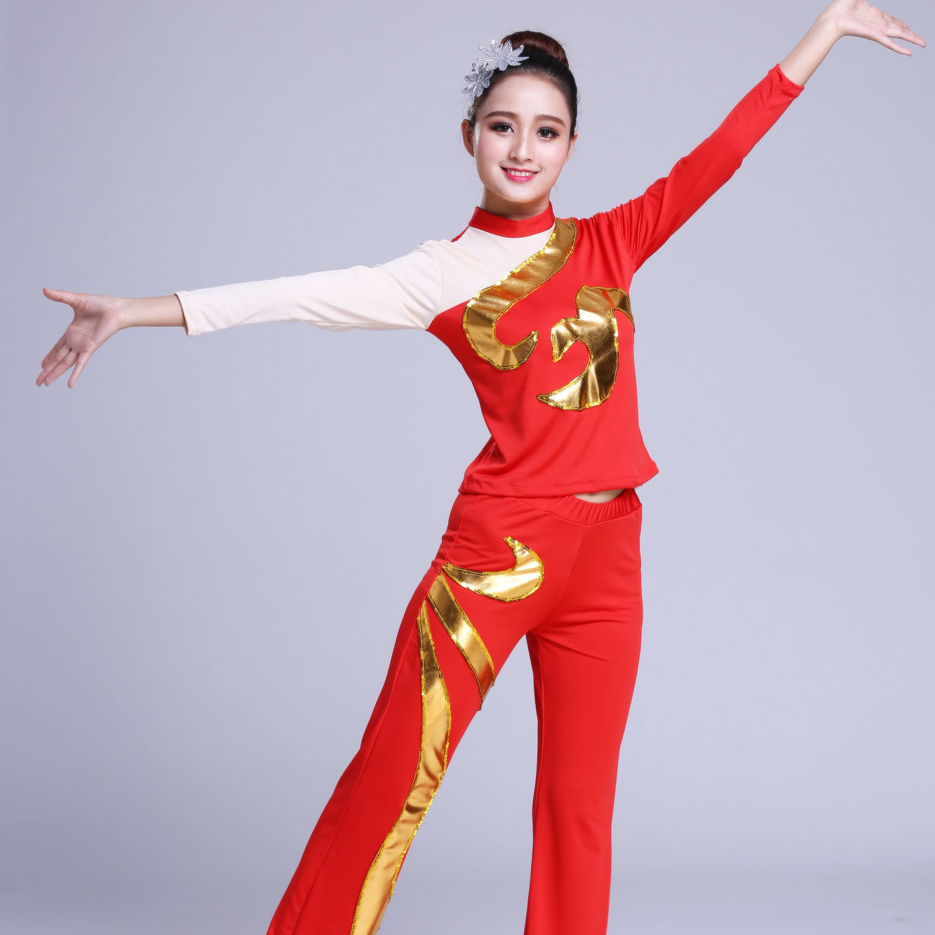 New Adult Aerobics Cheerleading Competition Clothing Adult Square Dance Clothing Student Sports Meeting Performance Clothing Long Sleeves