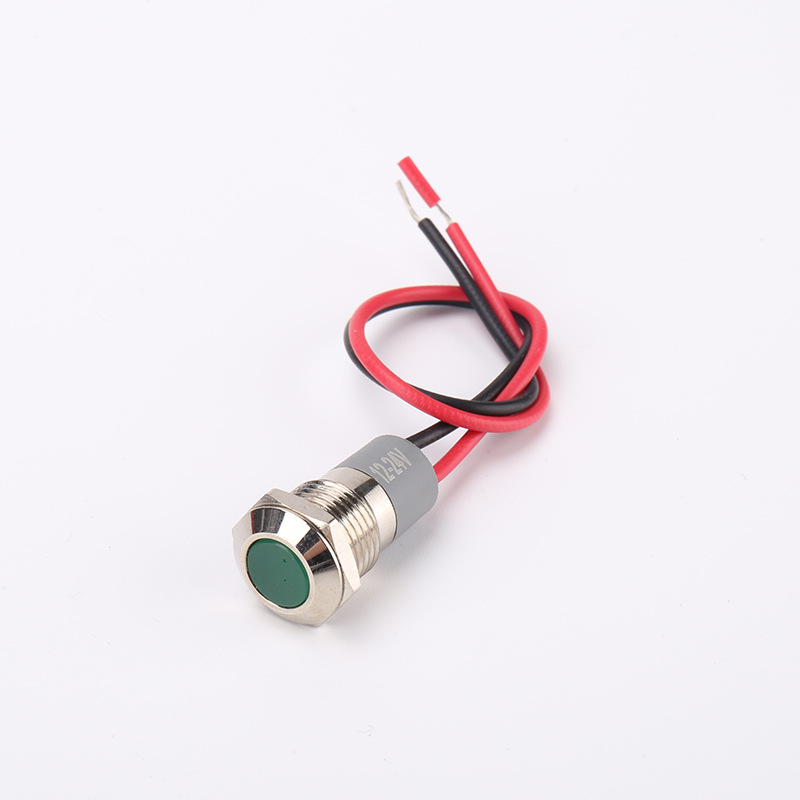 LED metal indicator light 6 8 12mm power waterproof signal light 3V6V12V24V220V working light with wire