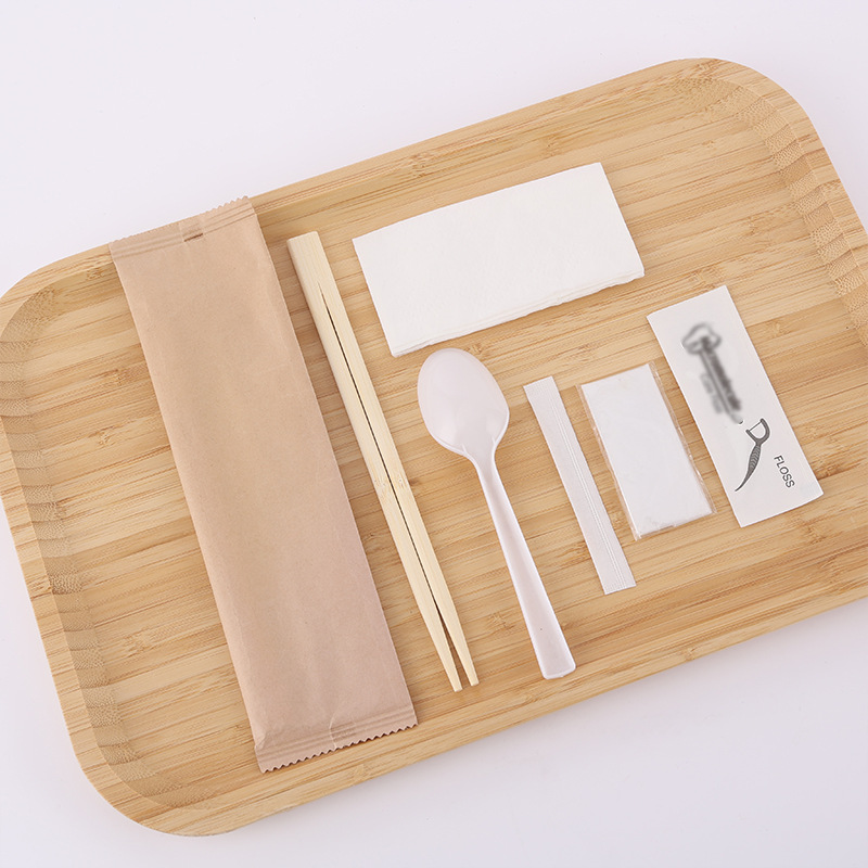 Customized Disposable Chopsticks, Spoons, Tableware Set, Four-Piece Set, Commercial Catering Takeaway Packaging, Whole Bag Independent Packaging