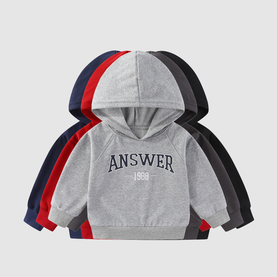 2025 Весной новый стиль для детей 2-8 лет, повседневная толстовка с капюшоном и буквами, модная, свободная и универсальная