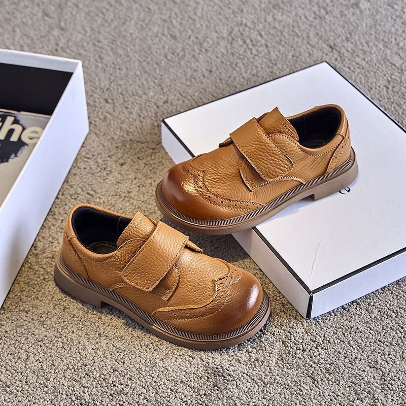 Genuine Leather Boys' Leather Shoes, Soft-Soled Girls' Performance Shoes, Kidsren's British Performance Suits, Middle-Aged and Primary School Students, Spring & Fall