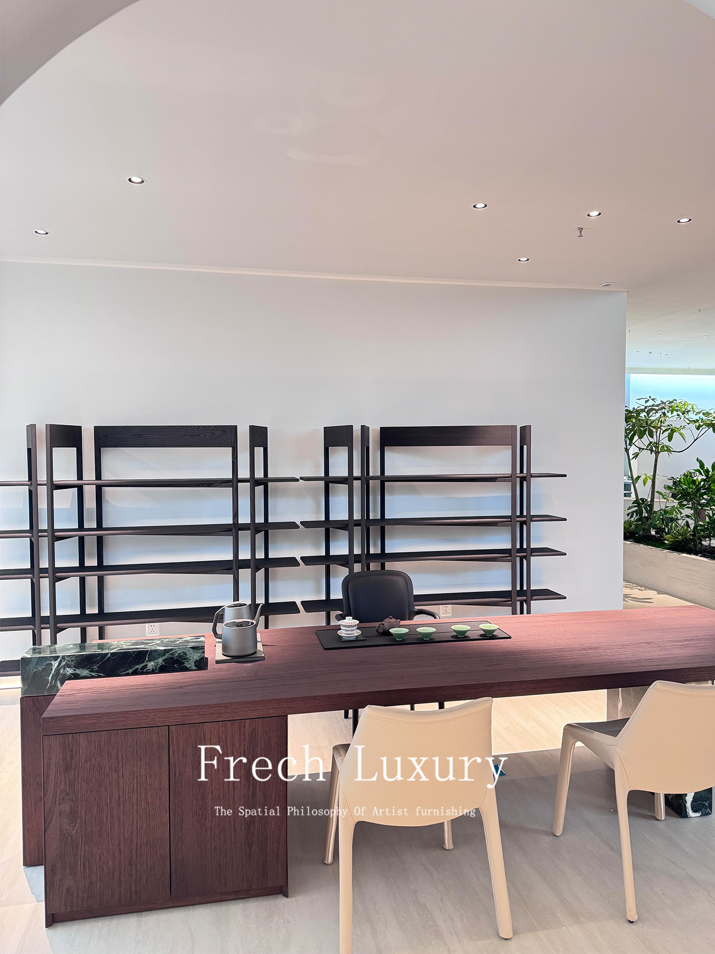 ✅ Modern Light Luxury Marble Tea Table for Villa, Large Flat Floor, Italian Minimalist Style, New Model, Integrated Solid Wood Tea Table