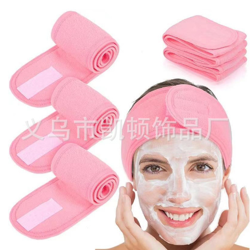 Cross-border Face Wash Hair Band Makeup Apply Mask Headscarf Velcro Hair Band Polyester