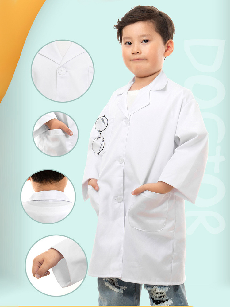 Cross-Border Work Clothes, Children's White Coats, Doctor Uniforms, Science Experiment Uniforms, Kindergarten Role-Playing Nurse Uniforms