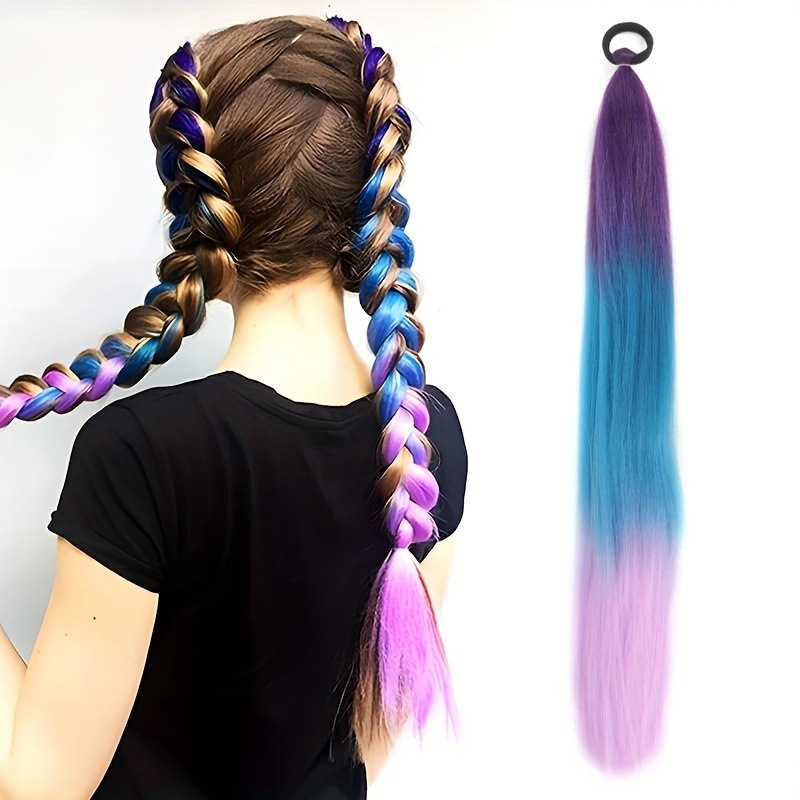 2 pieces of children and girls rubber band ponytail wig boxing braid color elastic rope braid ponytail wig hair