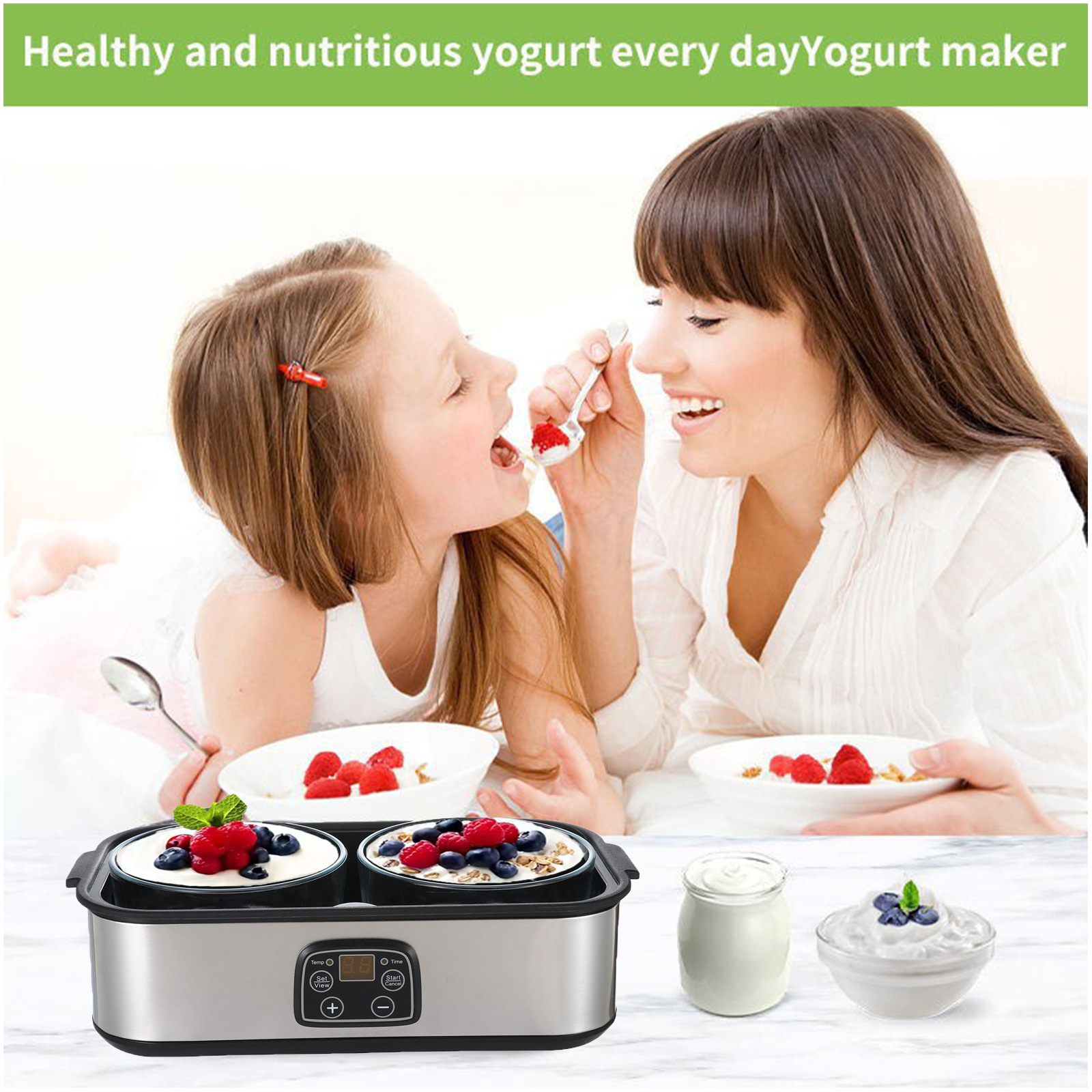 Two-Cup Yogurt Machine 2L Jam Ice Cream Machine Pudding Breakfast Machine Homemade Yogurt Fermentation Machine Yogurt Maker
