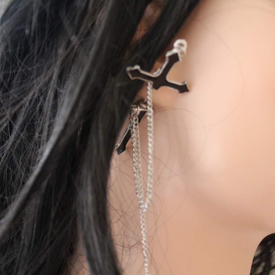 Персонализированные серьги с черным крестом в стиле панк, универсальные