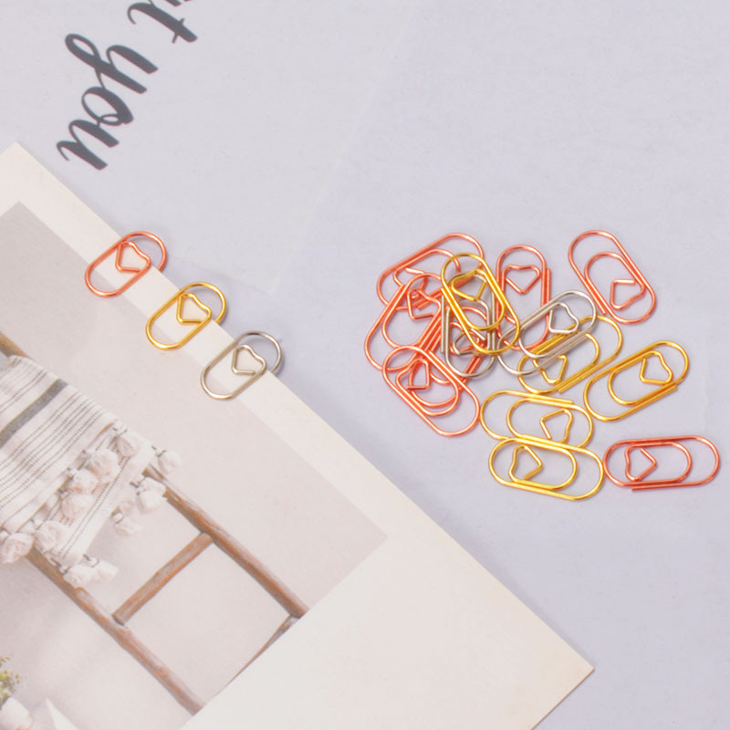 Mini Heart-Shaped Paper Clips, Metal Heart Bookmarks, Planner Decoration, Cross-Border Gifts, Paper Clips 9*20