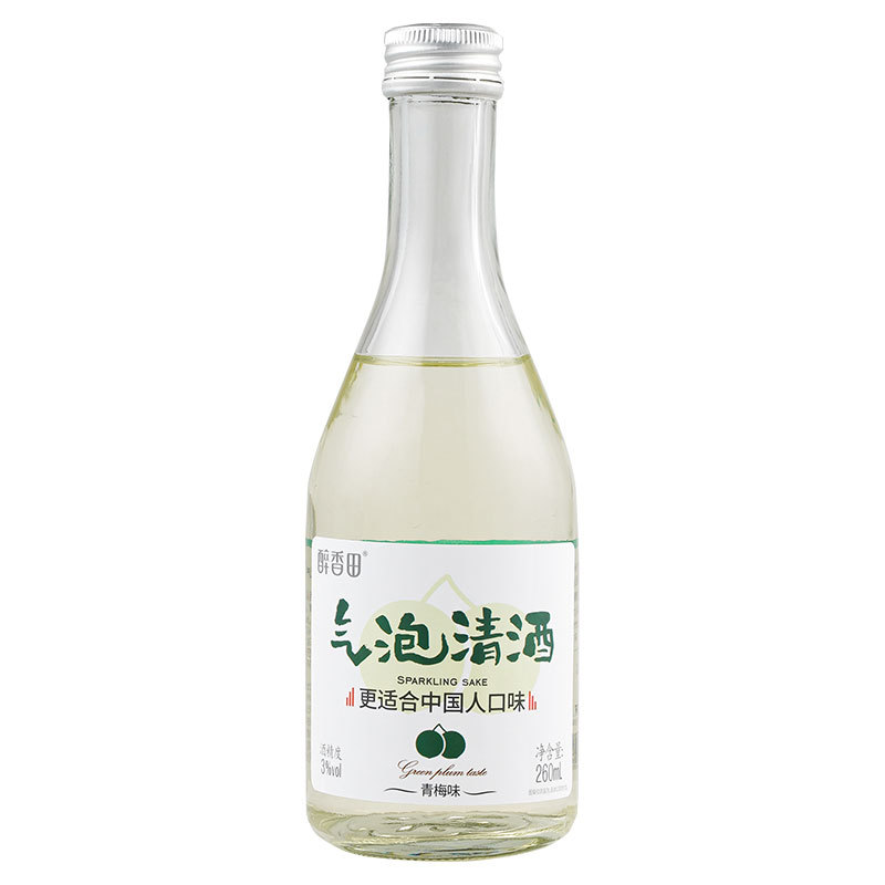 Zuixiangtian Bottled Sparkling Sake Green Plum 260ml Fruit Wine Rice Wine Low Alcohol Wholesale Free Shipping Green Plum Fruit Wine