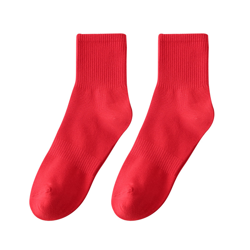 New Year's Eve Red Socks Red Pure Cotton Zodiac Year Wedding Couple Autumn and Winter Mid-Tube Deodorant Horse Year Men and Women New Year Socks