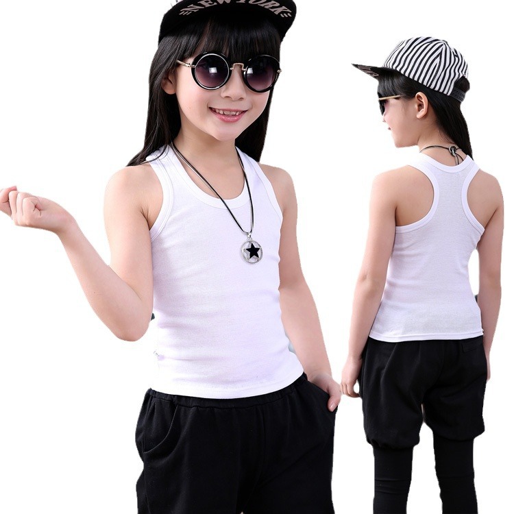 Children's Pure Cotton Boys' I-Shaped Hurdles, Girls' Small Camisole, Medium and Large Kidsren's Intimates, Summer Girls' Bottoming