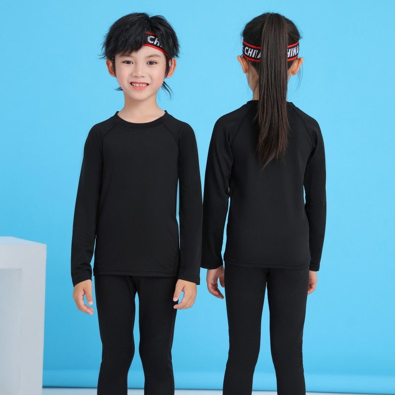 Factory direct sports fitness long sleeve tights suit children high elastic basketball adult sports fitness base coat