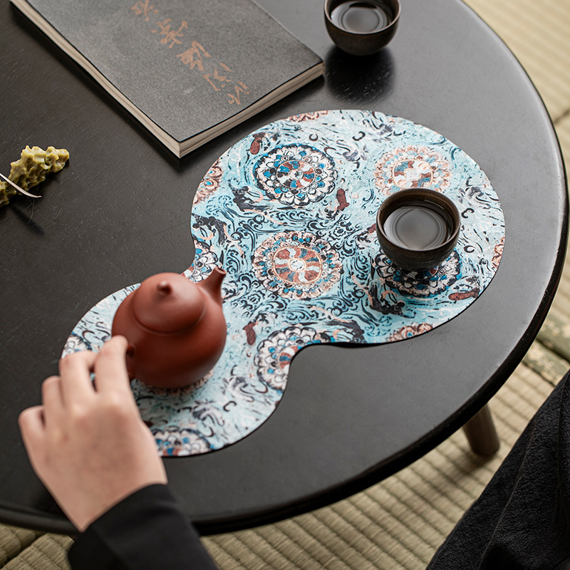 Cloud Gauze Gourd Tea Mat Waterproof Tea Mat Dry Bubble Table New Chinese Tea Coaster Zen Table Flag Fabric Coaster Tea Mat