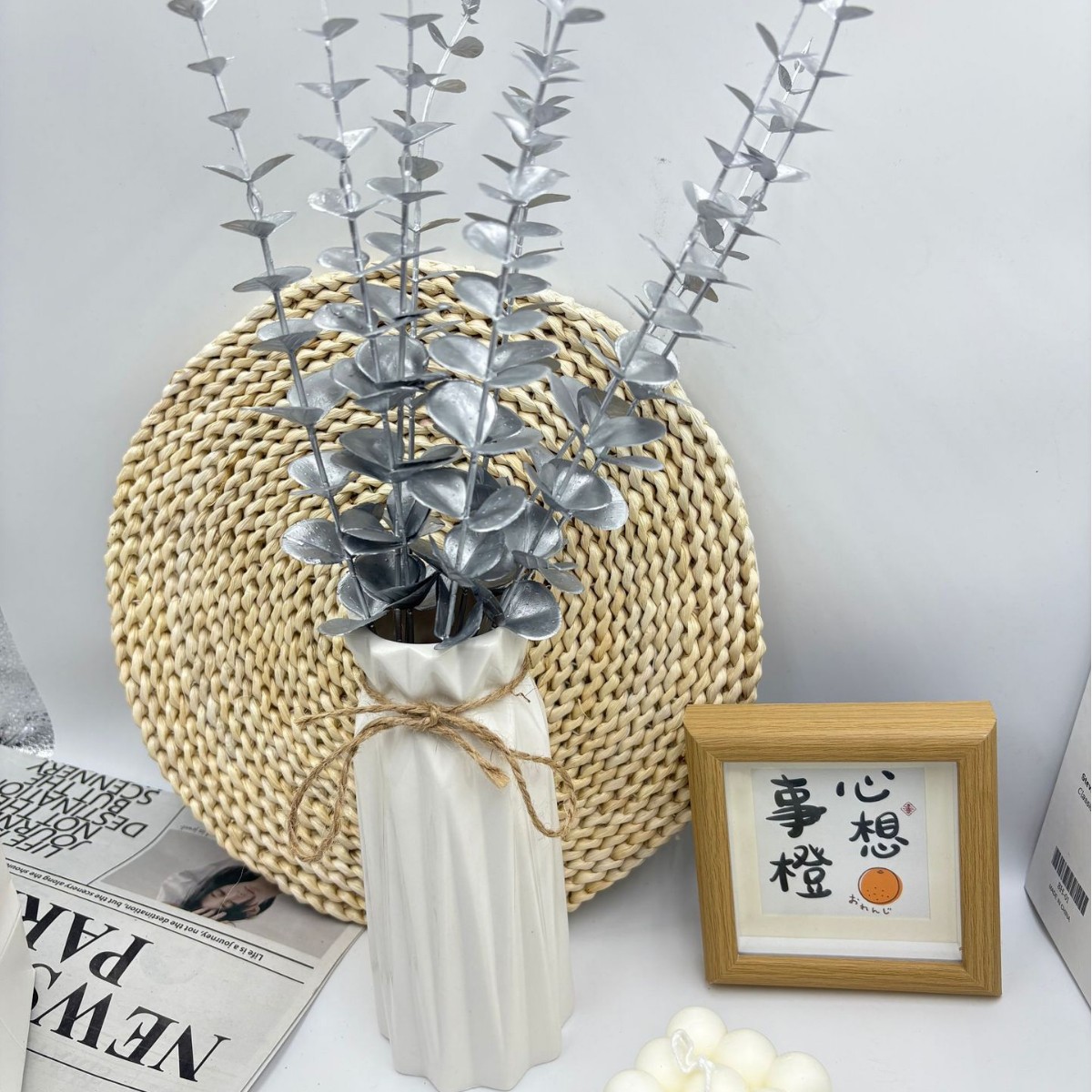 Golden Eucalyptus Artificial Flowers Eucalyptus Leaves Holiday Celebration Christmas Decoration Wedding Home Fake Flower Arrangement Wedding