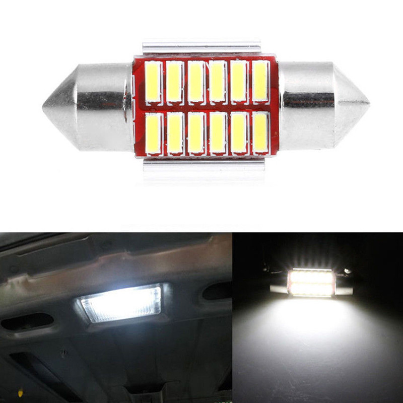 Car Led Double Tip Light Decoding Canbus 36mm 4014 12Smd Roof Light License Plate Light Indoor Light