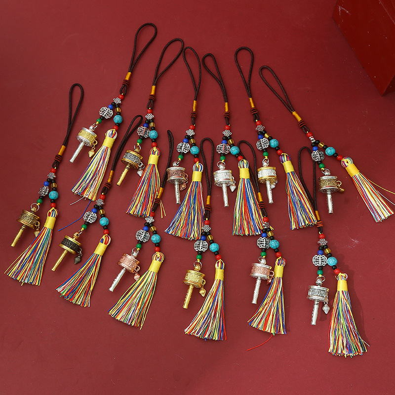 Производитель Тибета Шестизначная Мантра Молитвенное Колесо Подвеска Багажный Бирка Авто Висюлька Кистевой Брелок Аксессуары