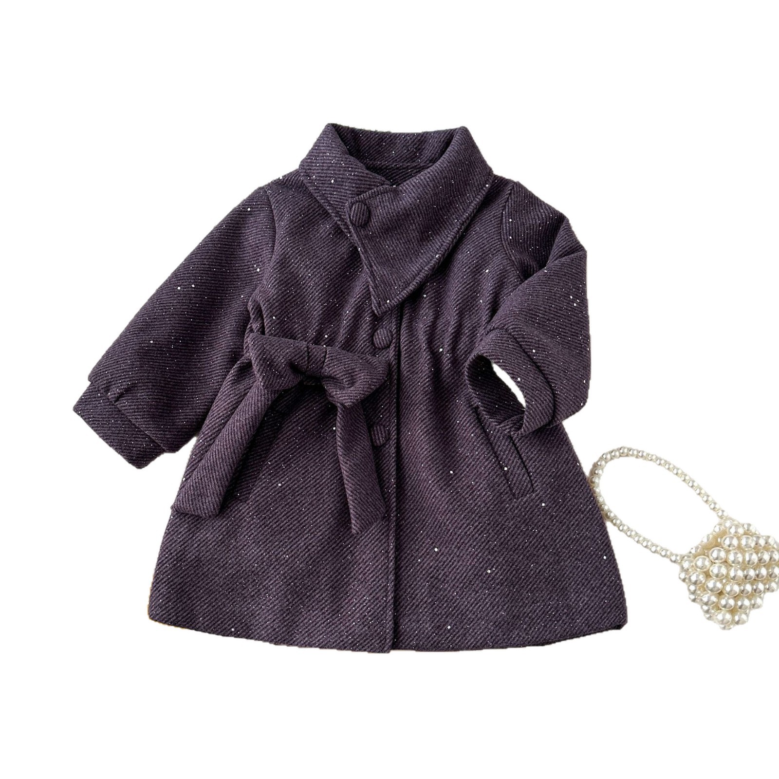 77530 Winter New Woolen Coat, Mid-Length Korean Style Preppy Jacket, British Style Children's Clothing Jacket for Young Children