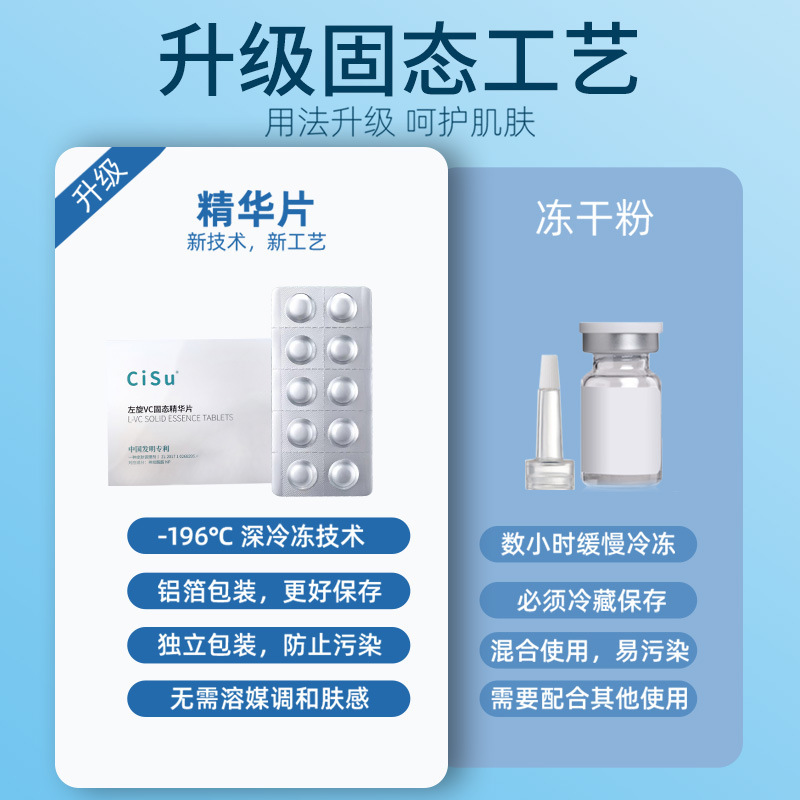 L-Vitamin C Freeze-Dried Tablets Hydrolyzed Pearl Oligopeptide-1 Light Black Vc Tablets Brighten and Repair Acne Marks Solid Essence Tablets