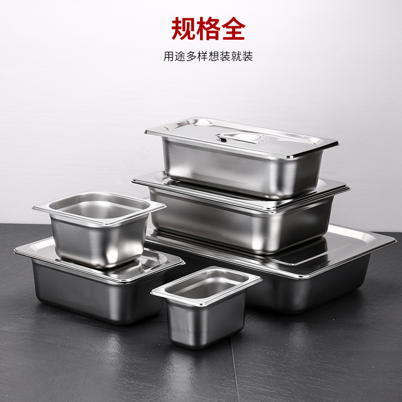 Stainless steel thickened dining room hotel buffet box rectangular with lid serving plate hotel kitchen utensils