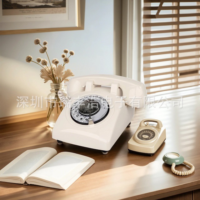 American Antique Telephone Rotating Classic Retro Machine Metal Mechanical Copper Ringtone Fixed Corded Telephone