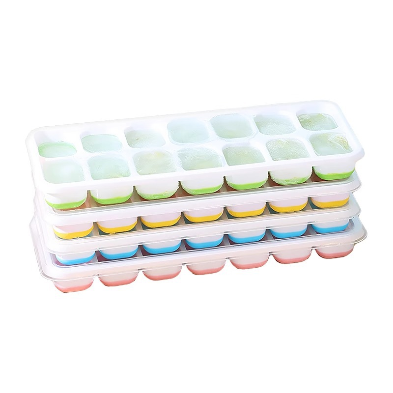 Ice Cube Mold Food Grade Silicone Frozen Ice Storage Box Household Refrigerator Ice Box with Lid Homemade Ice Cube Grinding Tool