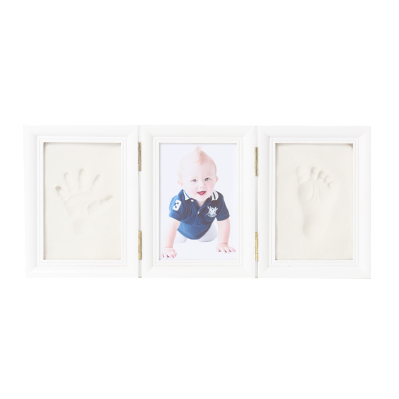 Baby hand print solid wood photo frame 100-year-old baby Full Moon hand and foot print commemorative newborn little feet souvenir