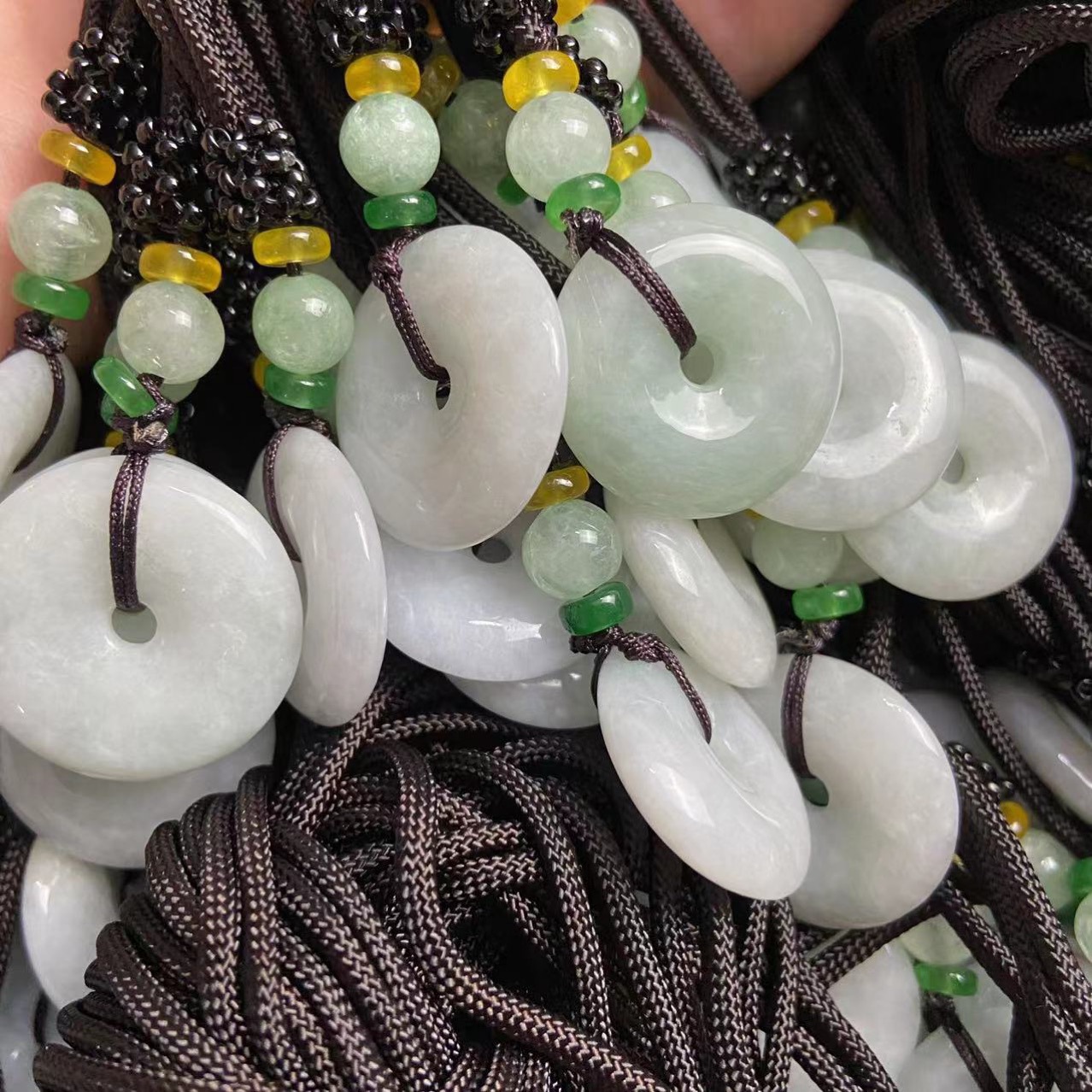 Jade Jade Hanging Ping An Buckle Bean Green White Domestic Identification A Goods Jade Pendant Jade Pendant