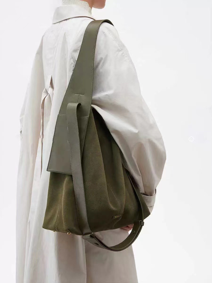 Songmont Yamashita Yousong Large and Small Suede Ear-Hanging Tote Bag Casual Lazy Work Clothing Shoulder Crossbody Bag
