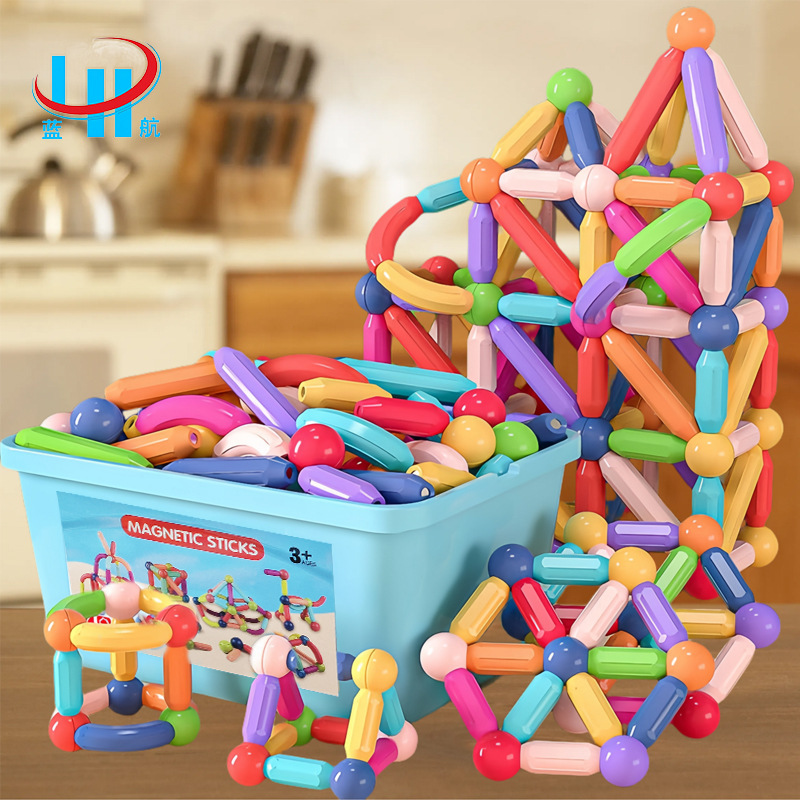Factory wholesale variable magnetic bar strong magnetic storage box mix magnetic building blocks color box magnetic film children's educational toys