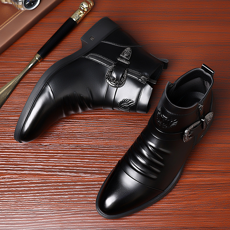 Cross-Border Large Size Boots for Men 2025 Winter New Men's Fashion British Leather Boots Business Formal Chelsea Boots