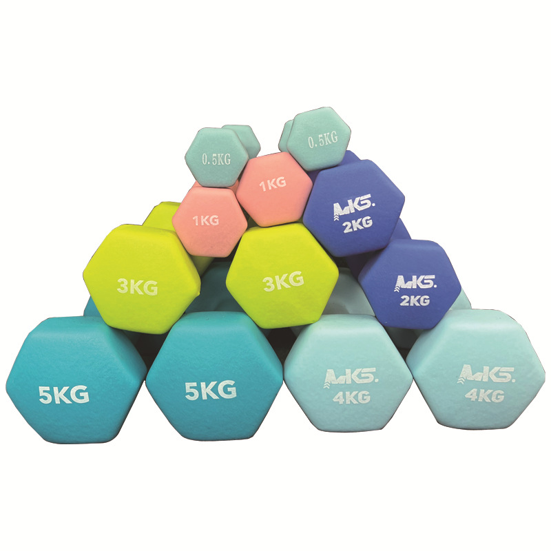 Color hexagon dipped dumbbell home men practice arm fitness equipment cast iron children women yoga small dumbbell