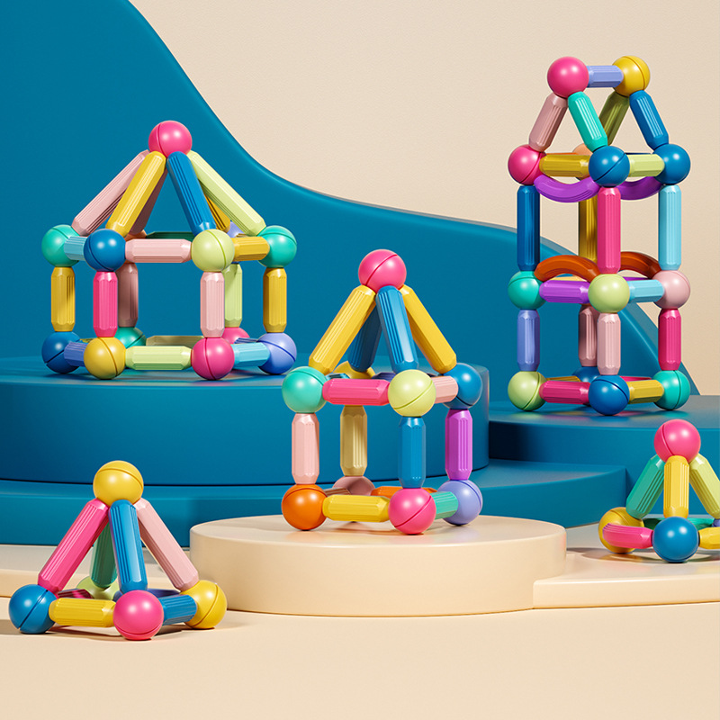 Manufacturer Foreign Trade Supply Magnetic Stick Piece Toy Baby Intelligence Puzzle Children's Educational Building Blocks Assembly Strong Magnetic Magnet Hair