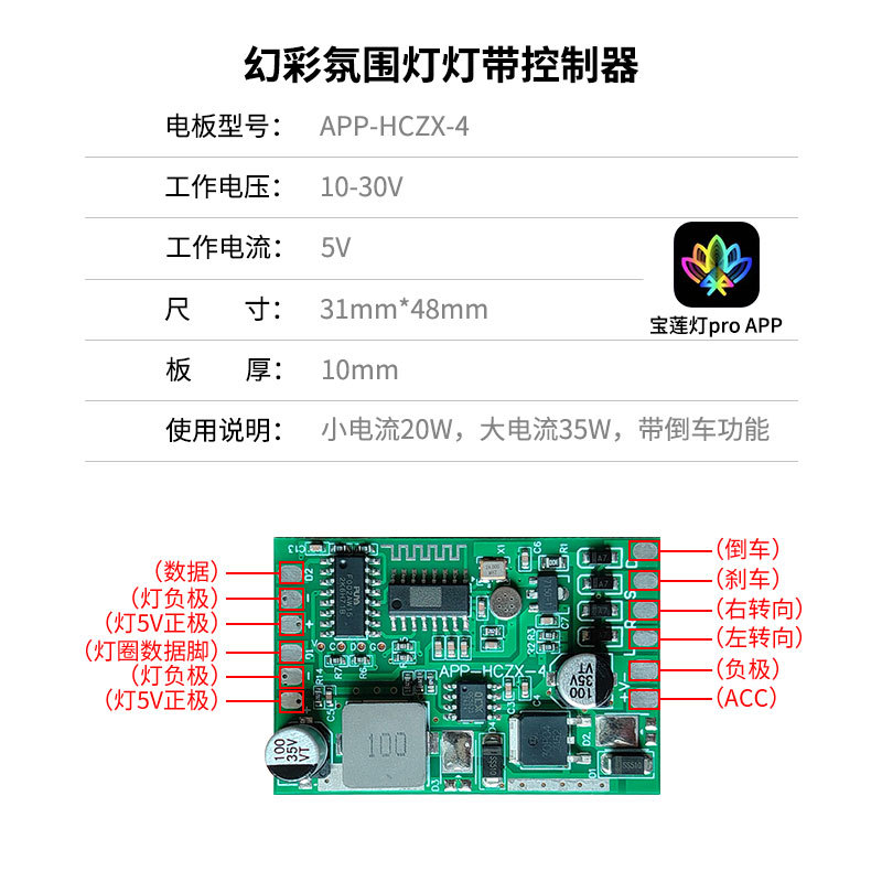 Bo control magic color atmosphere lamp controller with steering angel eye lamp ring mobile phone APP control car modification upgrade