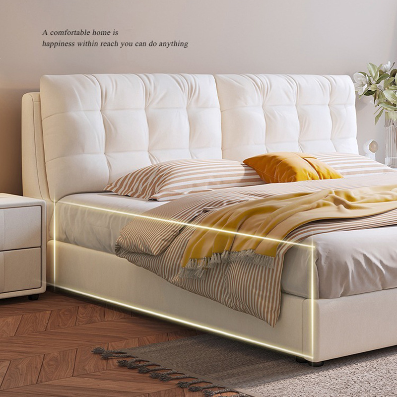 Cloud bed ins Net red bed 1.8 m double bed modern simple master bedroom cream style wedding bed fabric bed solid wood bed