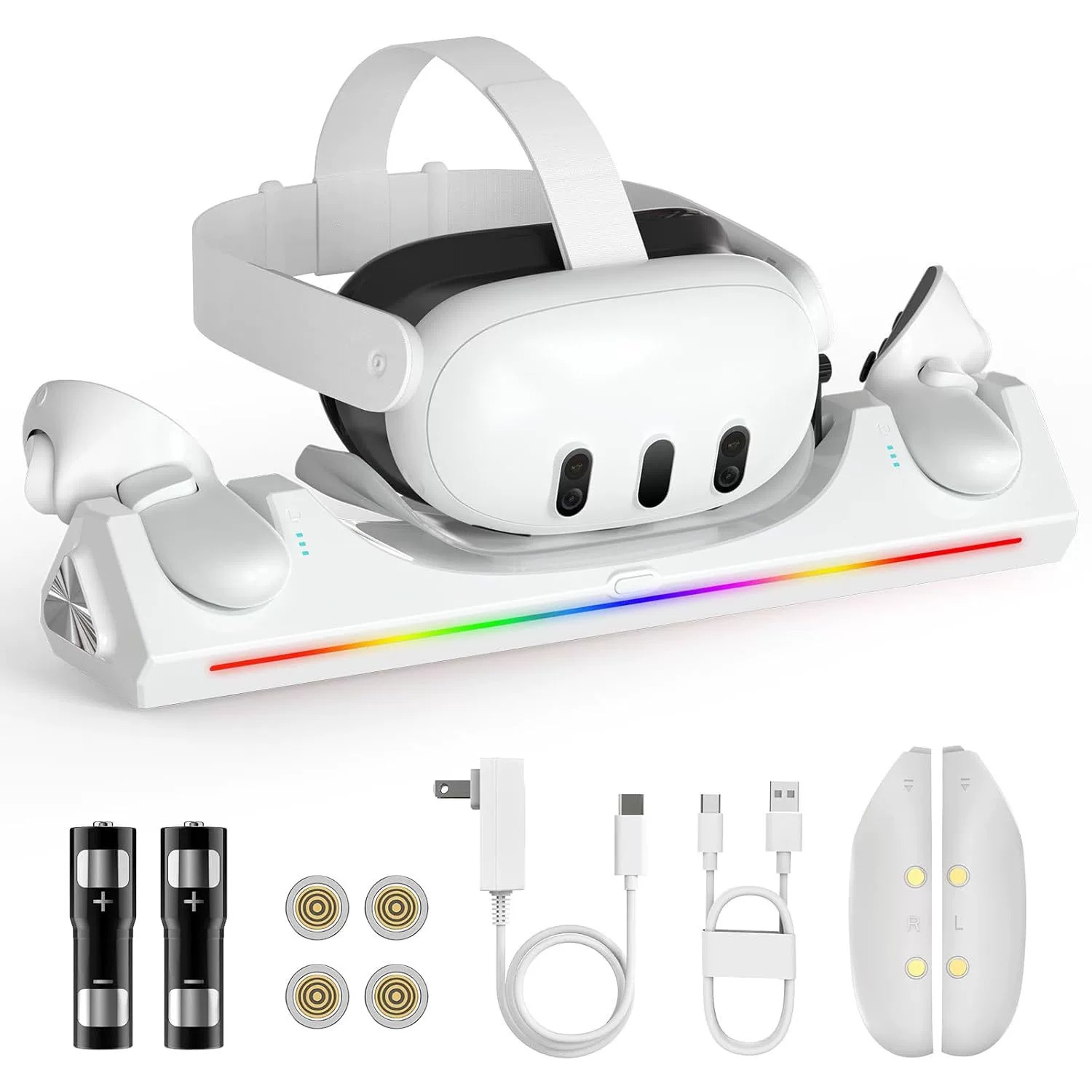 Cross-Border Q6-3 Is Suitable for Meta Quest2 Head-Mounted Charging Base Rgb Colorful Vr Game Controller Magnetic Fast Charging