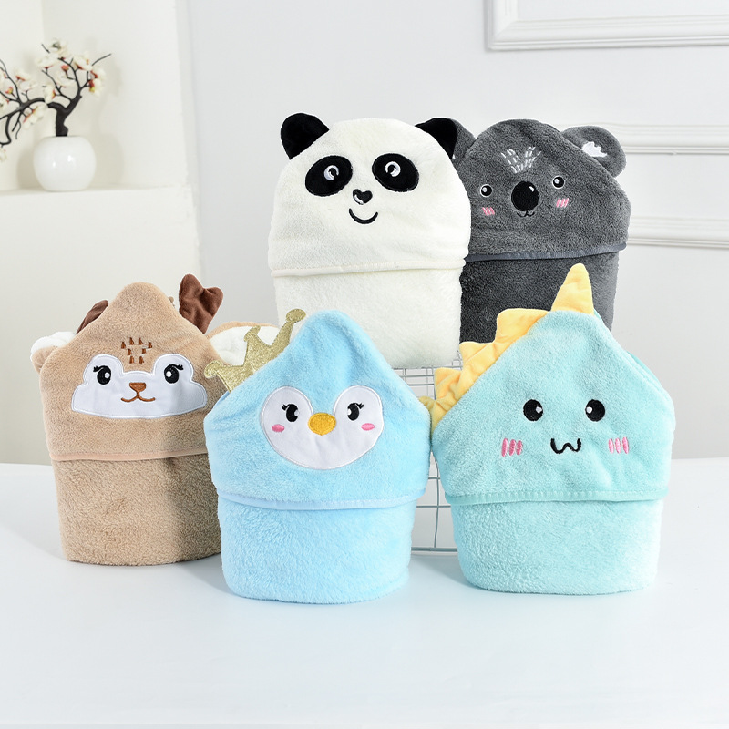 Elephant Children's Bath Towel Wearable Swimming Bathrobe Baby Bath Towel Autumn and Winter Hooded Cloak Coral Velvet Blanket