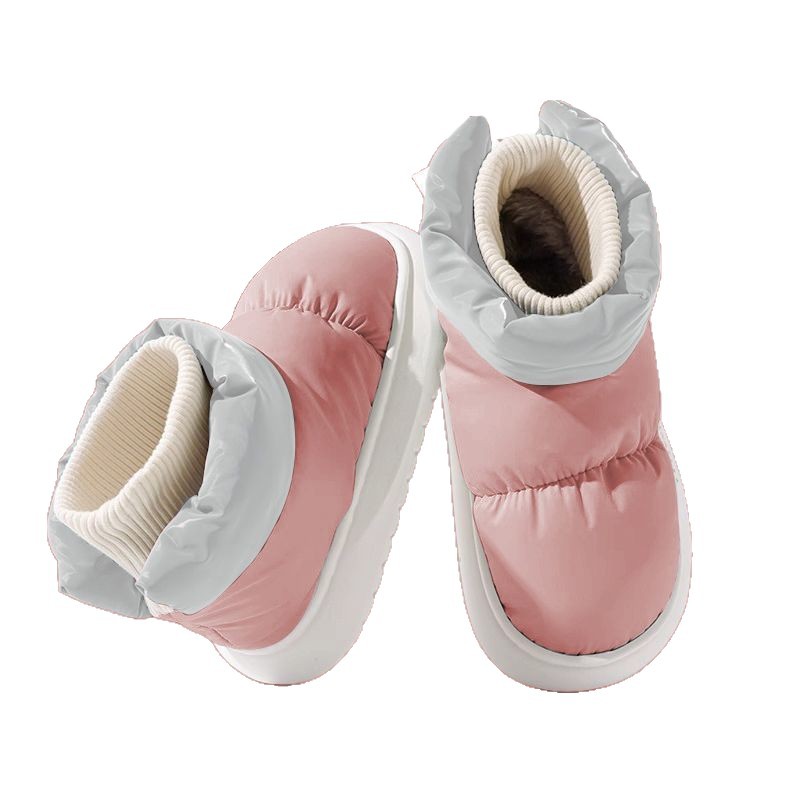 Down Cloth Waterproof, Non-Slip, Warm Cotton Slippers for Couples, Women's 2025 Winter Fleece-Lined to Keep Out the Cold, Lock in the Temperature, Lightweight and Can Be Worn Outside