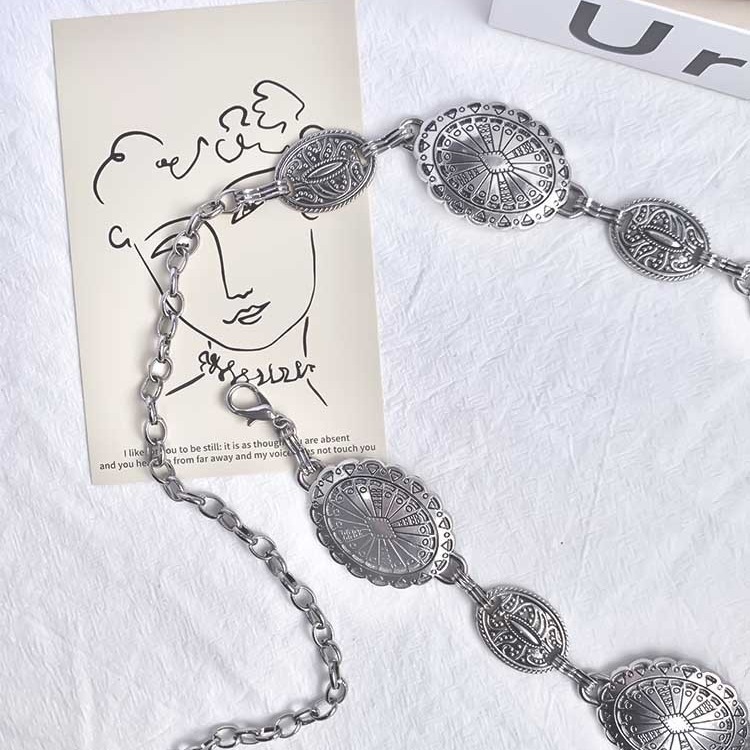 New European and American Metal Waist Chain Women's High-end Small Fragrance Western-style Waist Chain Pants Chain Retro All-match Fashion Ethnic Style