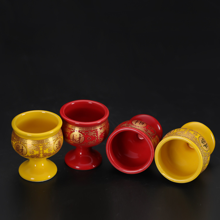 Винная чашка Гуань Гун для подношений богам, винная чашка для бога богатства, чайная чашка, высокая винная чаша, оптовые керамические жертвенные принадлежности
