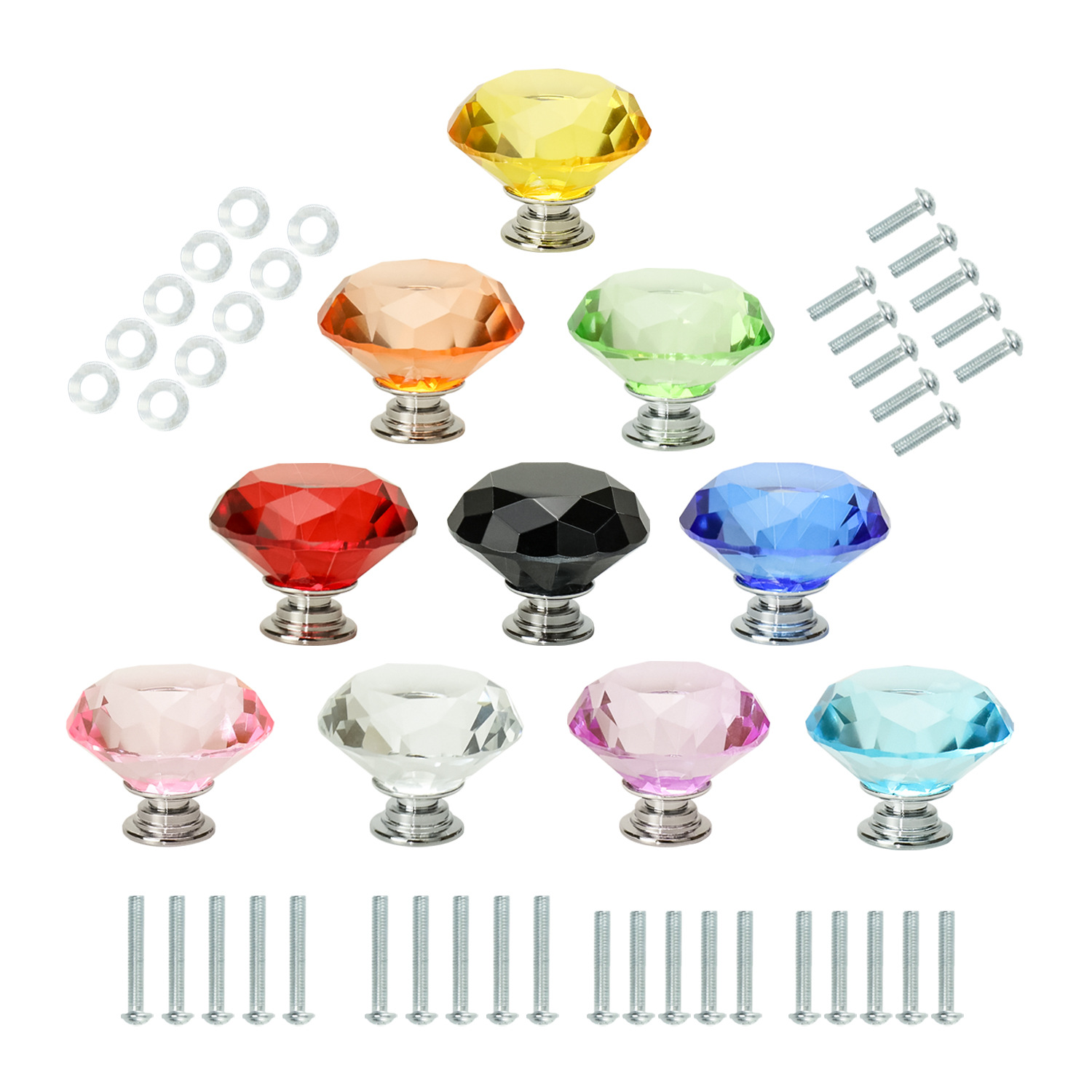 JN внешнеэкономическая поставка многоцветная ручка алмазного стиля хрустальная стеклянная изысканная ручка для ящика шкафа