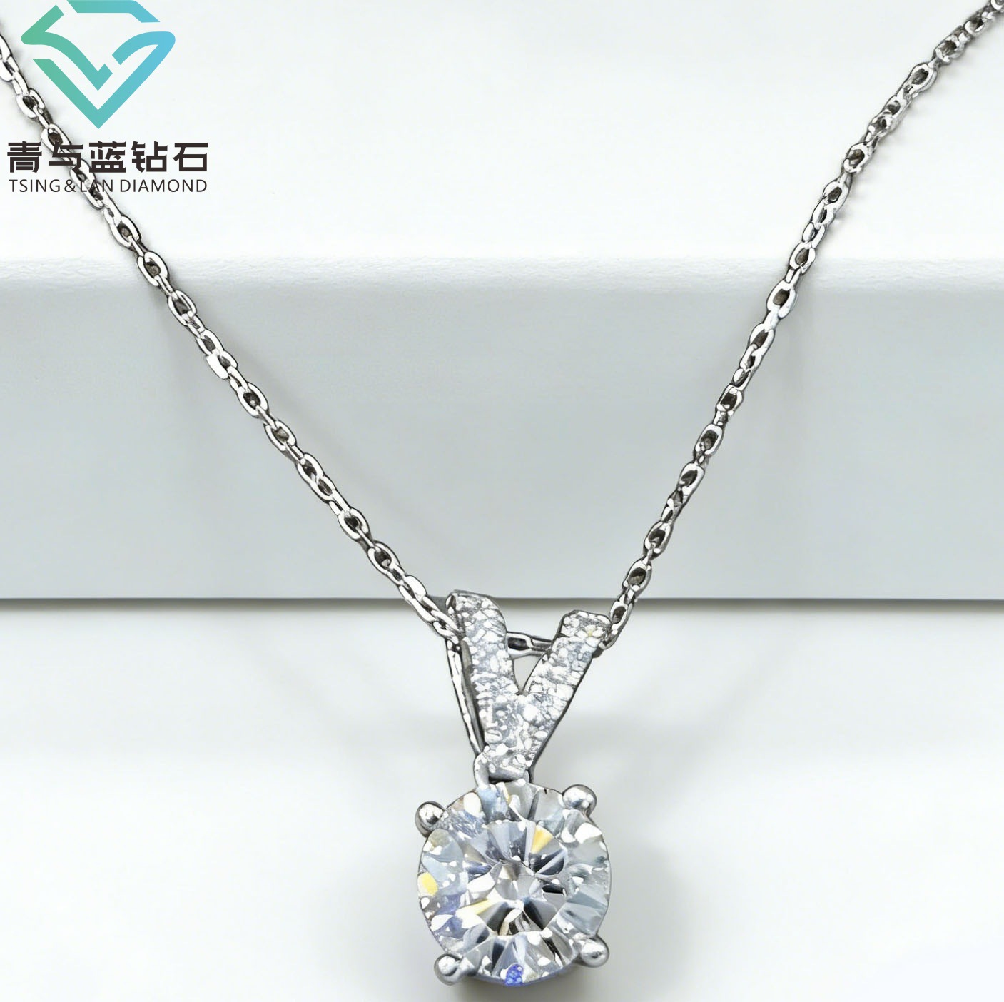 Колье V-образной формы из лабораторно выращенного бриллианта, синтетический алмаз, цепочка на ключице, искусственный алмаз