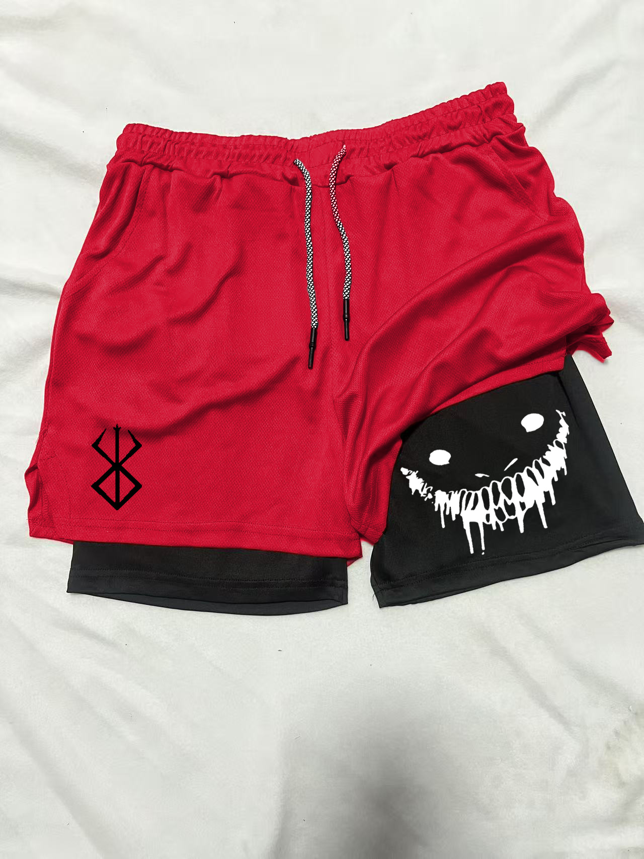 European and American New Men's Outdoor Running Large Size Double-Layer Quarter Pants Casual Quick-Drying Breathable Shorts Men's Summer