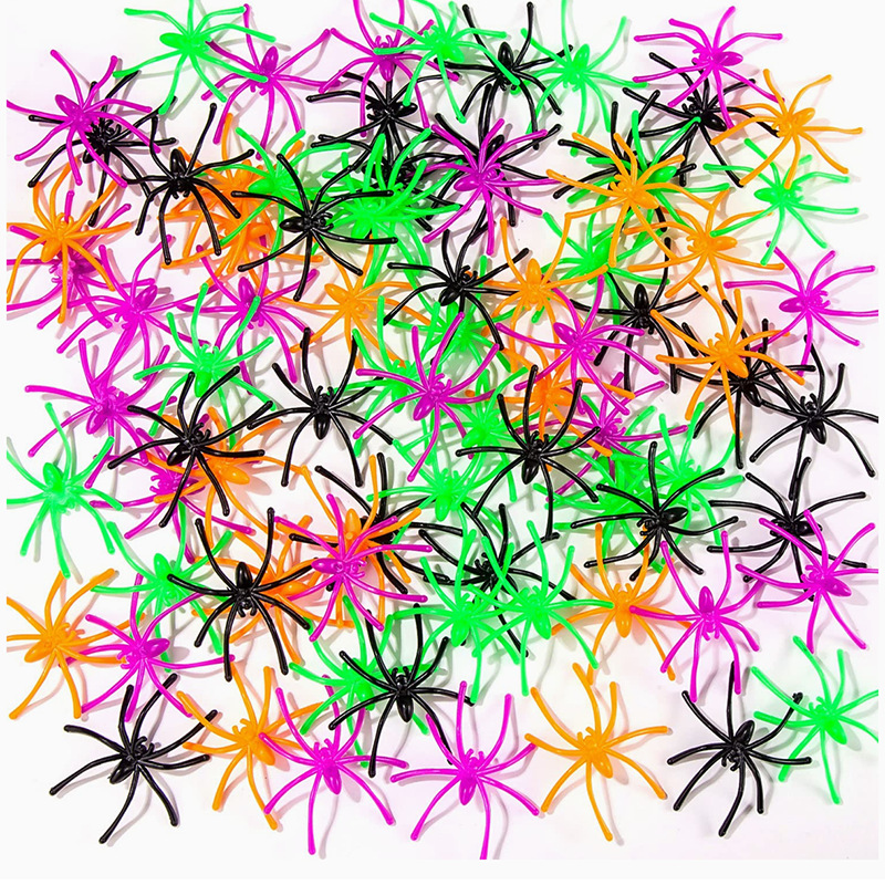 Пластиковый маленький паук для Хэллоуина, красочный искусственный паук, аксессуары для сцены, оформление атмосферы