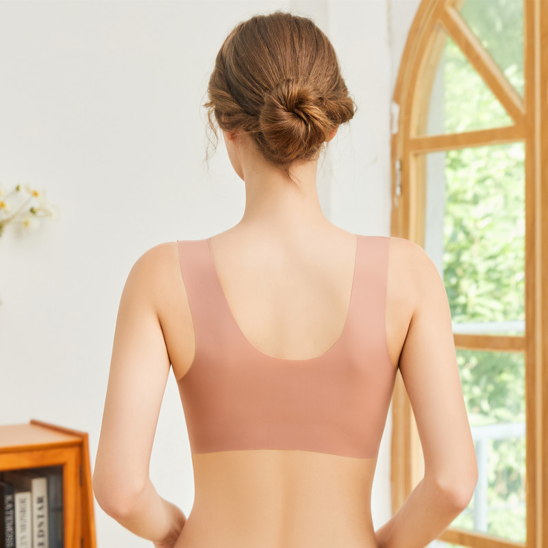 Cross-border plus size front buckle thin bra lace wireless gathered seamless vest beauty back women's underwear wholesale