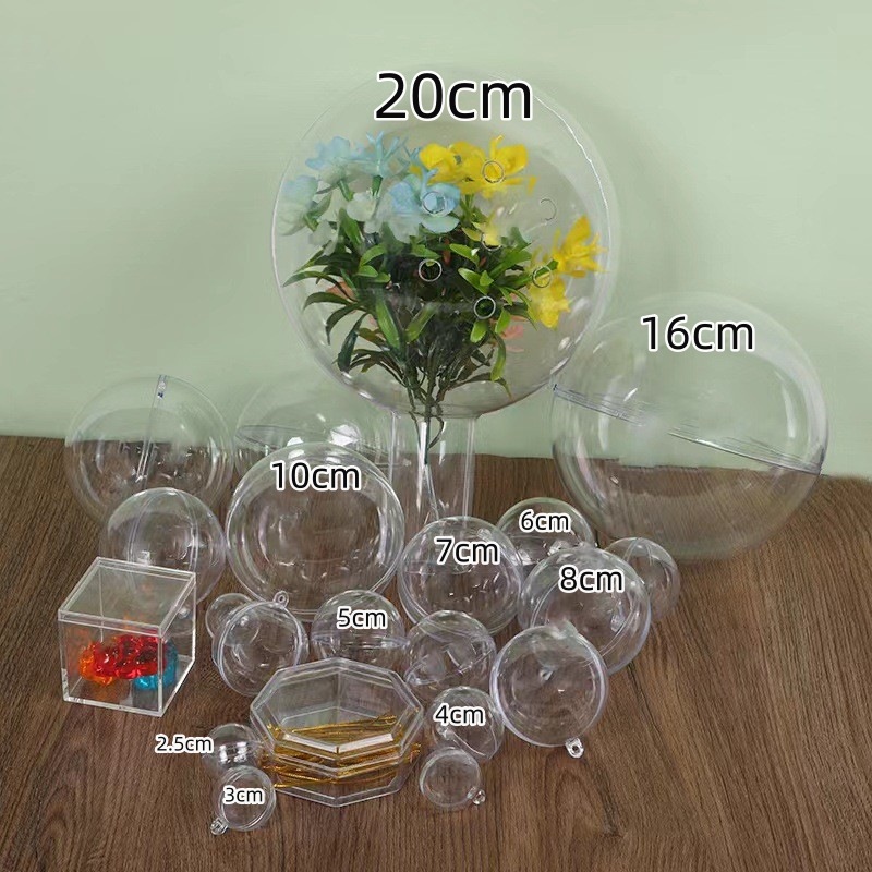2.5-40cm Hollow Transparent Ball Acrylic Plastic Round Ball Can Be Opened and Closed Ps Christmas Ball Decoration Festival