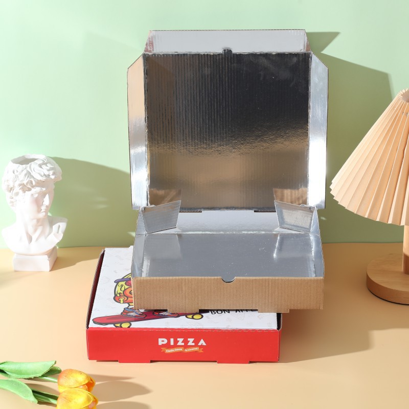 Pizza Box Disposable 7 8 9 10 12inch Aluminum Film Thermal Insulation Commercial Aluminum Foil Pizza Packaging Box