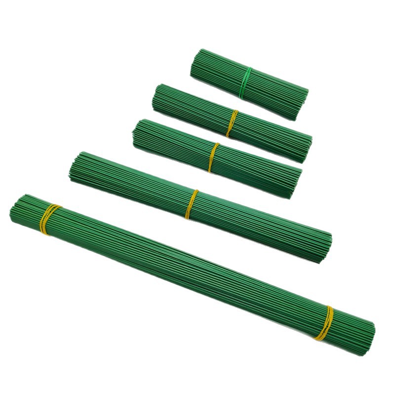 Manufacturer's No. 2 Twist Stick Artificial Flower Stem Green Plastic Wrapped Iron Wire Flower Stem Handmade Simulation Rose Material Wholesale