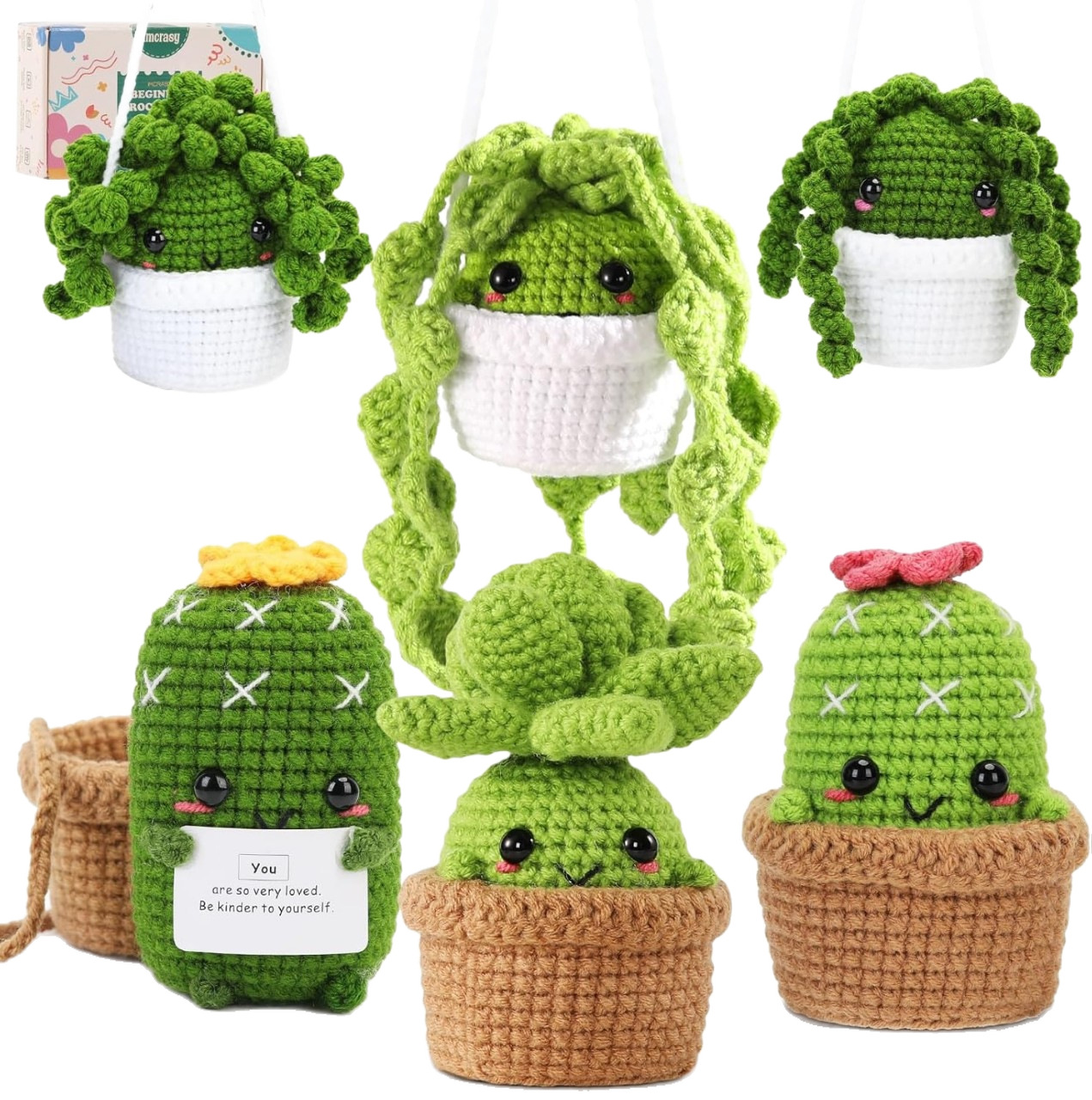Cross-Border Hot Selling DIY Knitting and Crocheting New Succulent Potted Plant Material Package Set English Video Tutorial