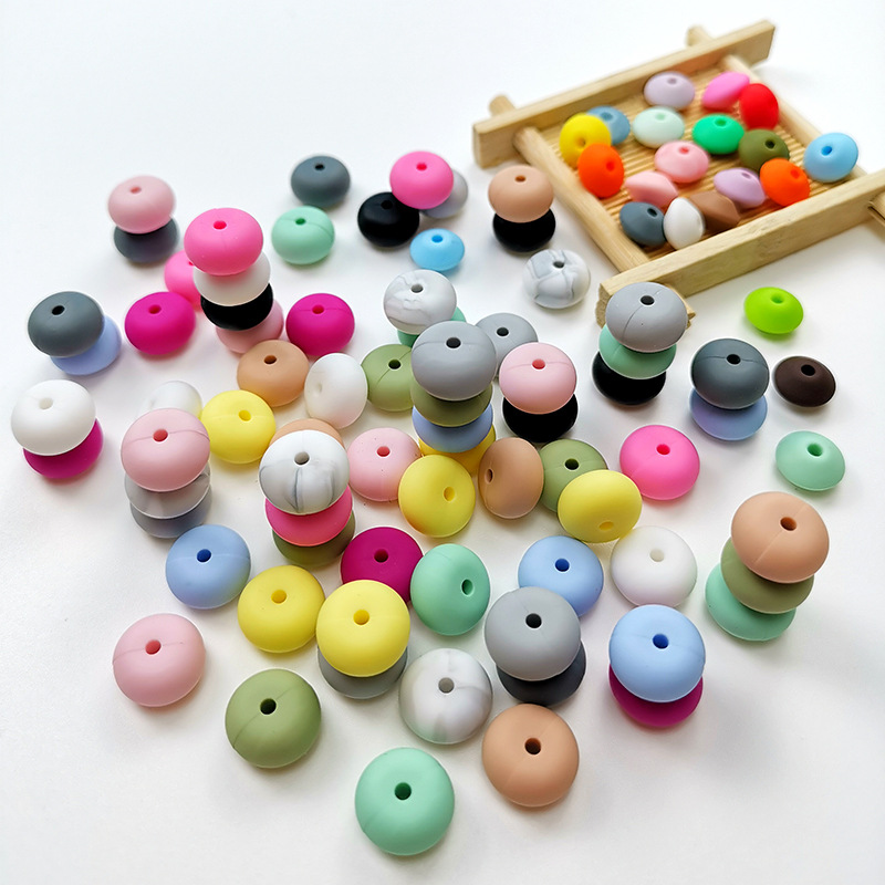 Silicone Beads DIY Handmade Pacifier Chain Accessories Beads Bulk Silicone Beads Colorfulful Baby Teether Wholesale 12mm