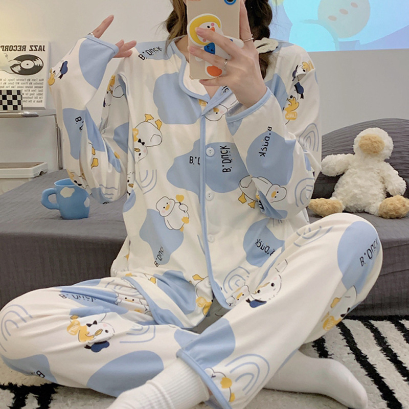 Новая одежда для послеродового периода Новые весенние и осенние пижамы для кормящих беременных женщин Тонкий матерный комплект для весны и лета